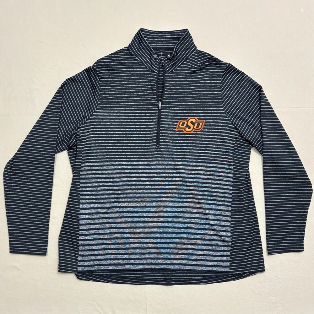 Antigua Oklahoma State OSU Women’s Striped Quarter-Zip Pullover Shirt Size XL